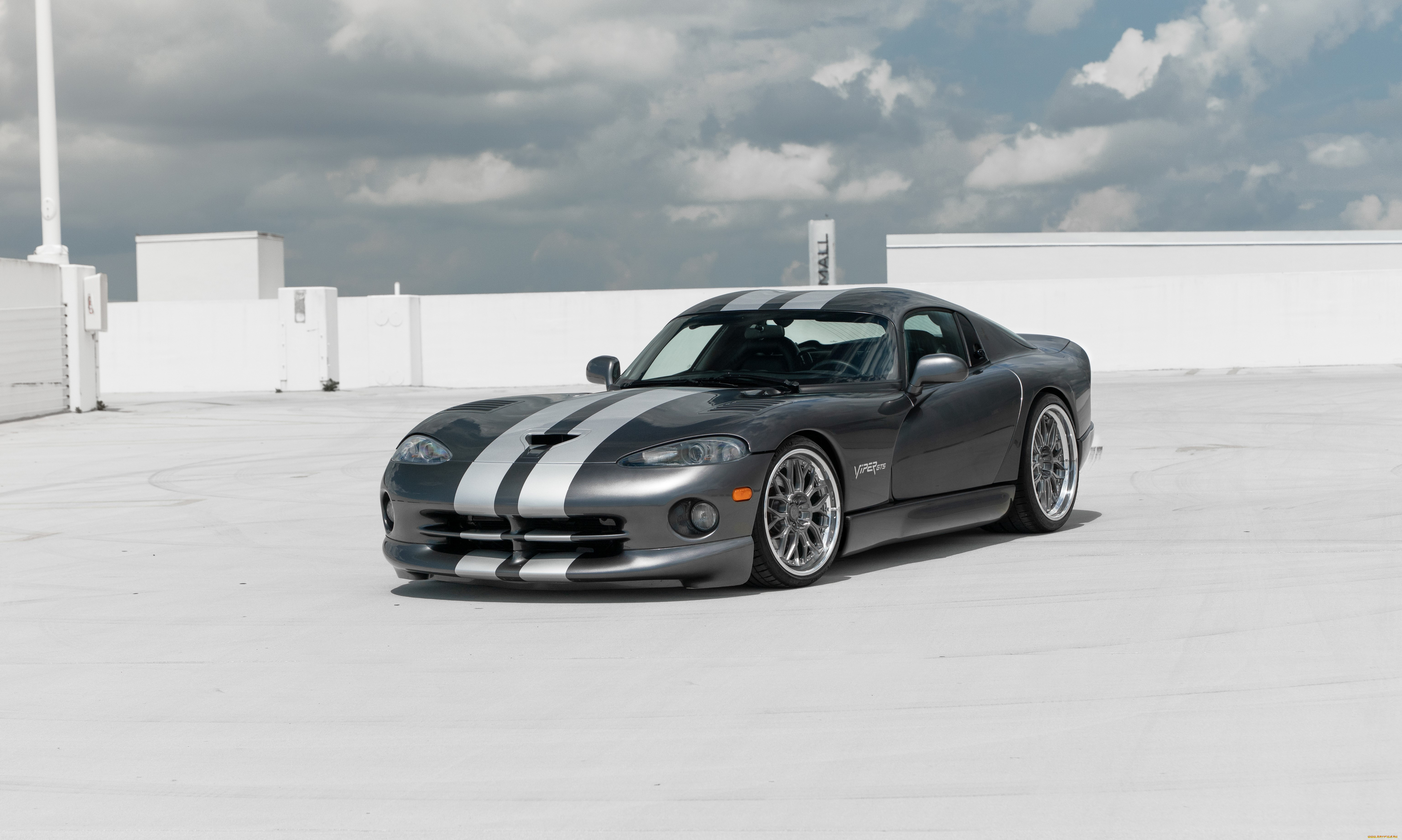 , dodge, viper, grey, muscle, car, parking